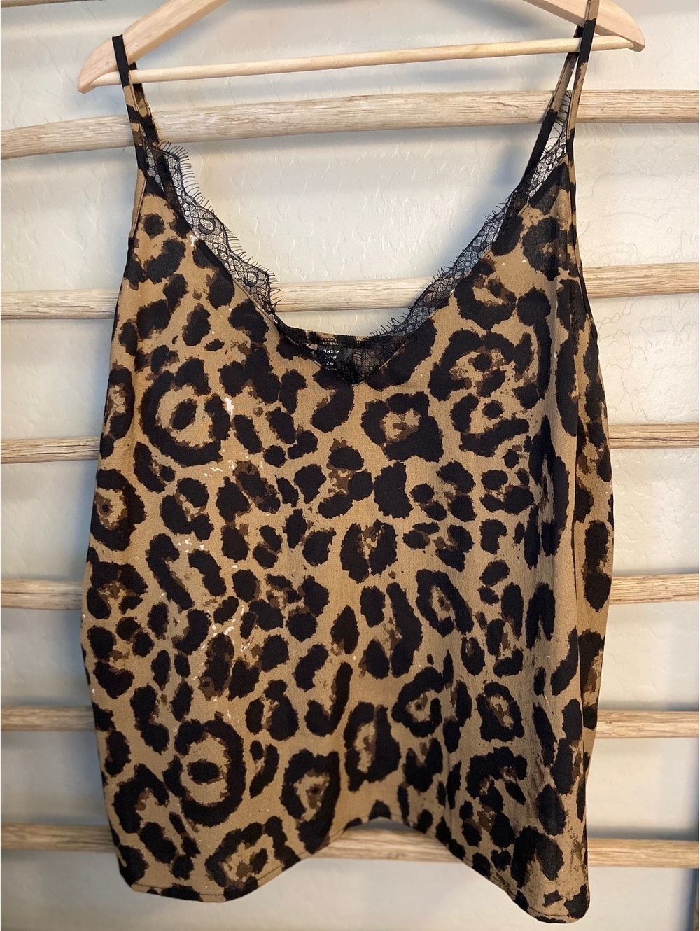 Leopard Print Lace Trim Cami Top 2XL